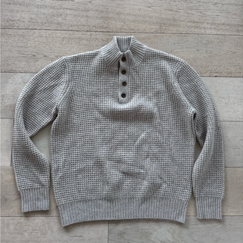 Faherty Brand Cashmere Wool Waffle 1/4 Button Sweater Size XL